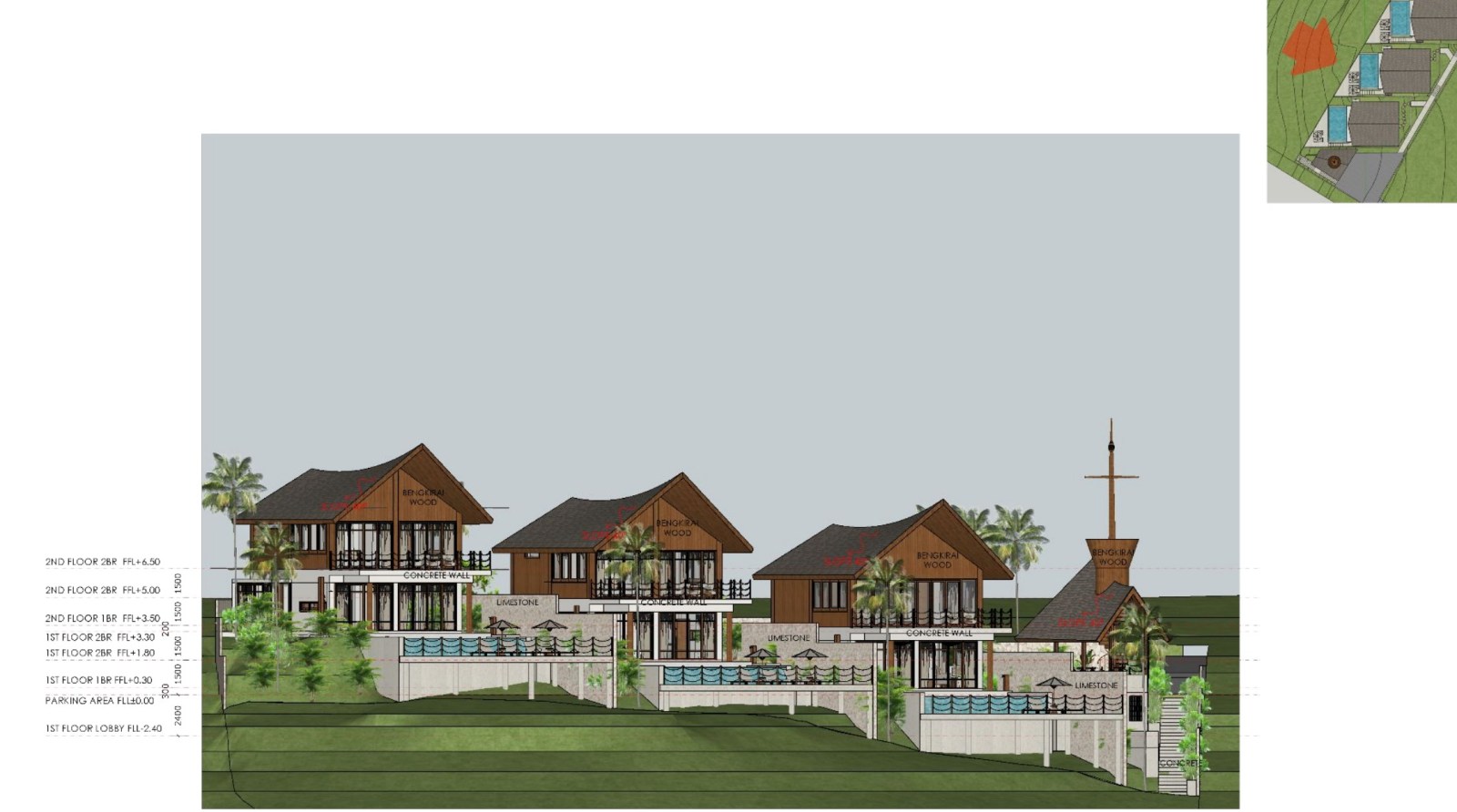 Shipwrekd Nusa Ceningan villa render by Tanareka Architect