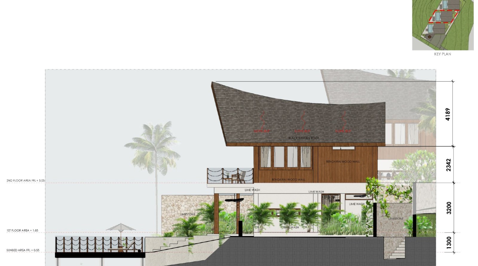 Shipwrekd Nusa Ceningan villa render by Tanareka Architect