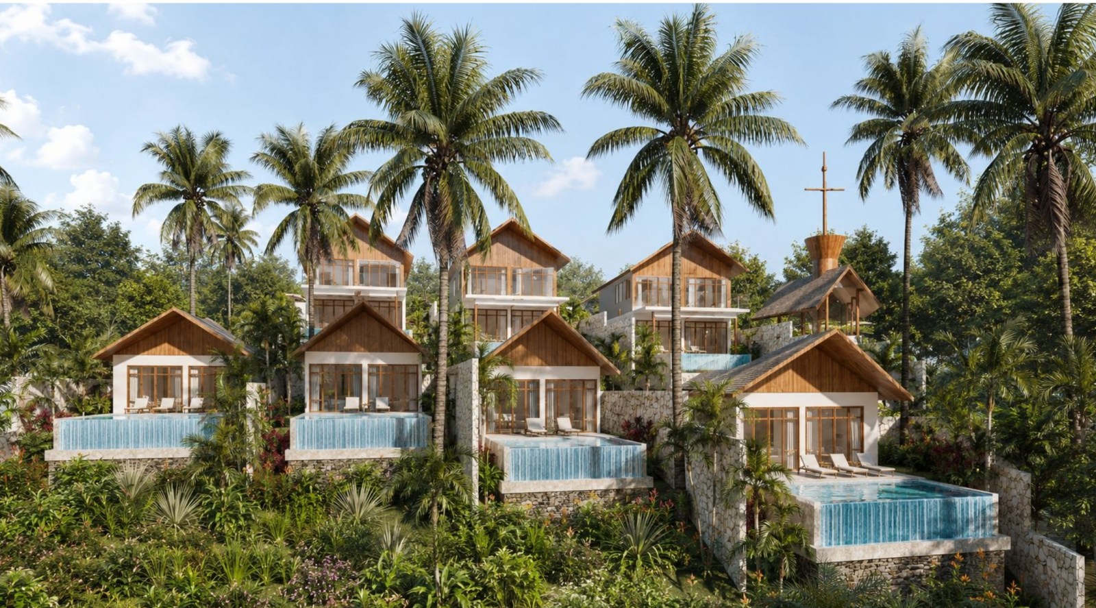 Shipwrekd Sunset Collection, Nusa Ceningan: Front view of the Sunset Collection pool villas