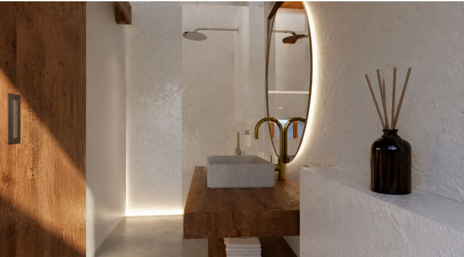 Shipwrekd Sunset Collection, Nusa Ceningan: Bathroom with timber vanity in a one-bedroom villa